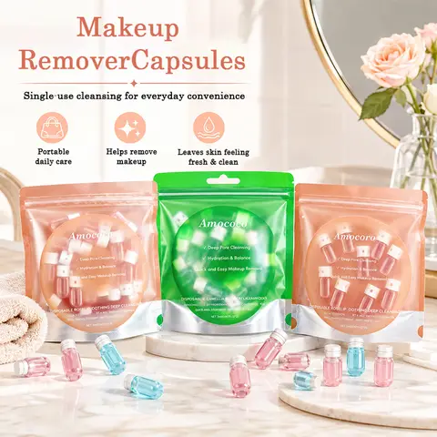 Amococo 3pcs Disposable Cleansing Oil Makeup Remover Face Cleanser with Camellia Oil Rosehip Oil Vitamin E Portable Hydrating Skincare for Travel