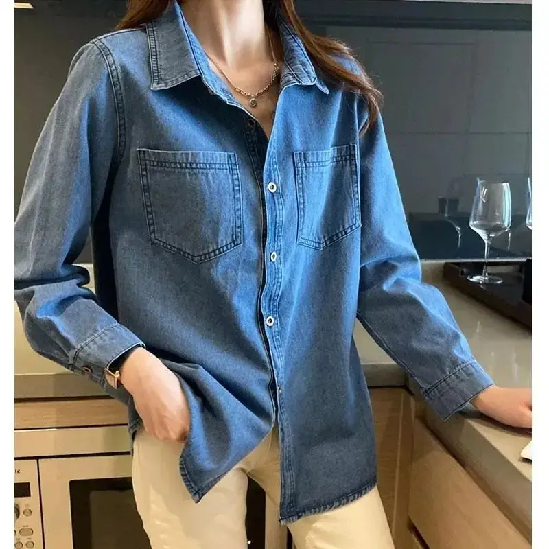 

Denim Coat for Women Loose Top Casual Shirt Vintage Clothes for Women Tops Shirts Blouses