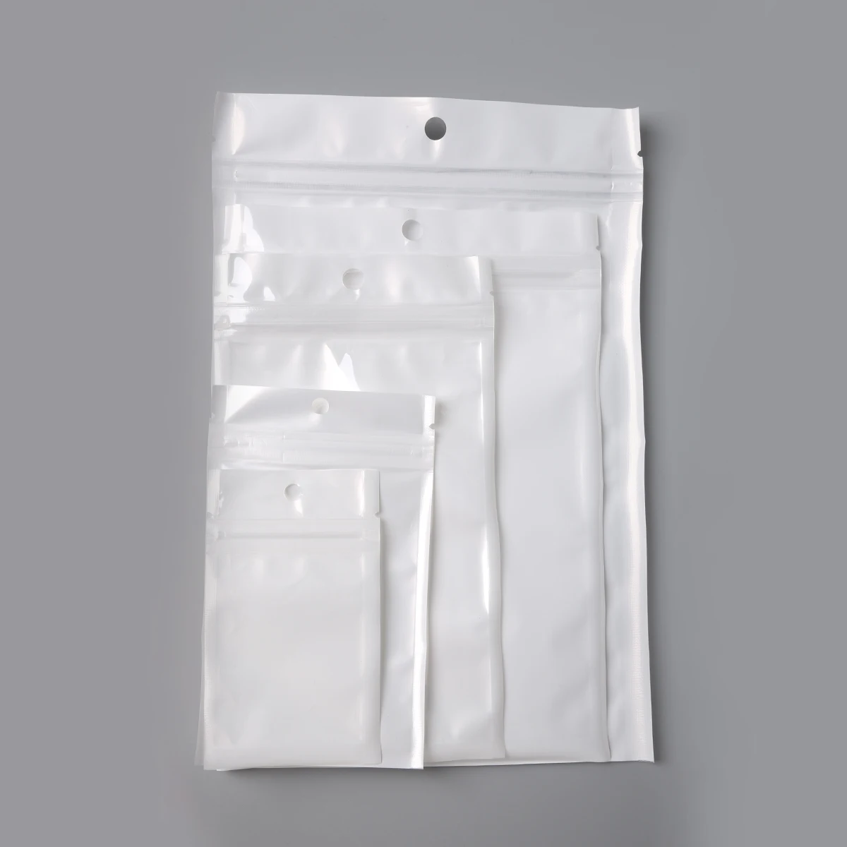 50/100pcs Multi Size Jewelry Zip Lock Bags With Hang Hole Clear White PP Plastic Poly Storage Bag Selfseal Reclosable Food Pouch