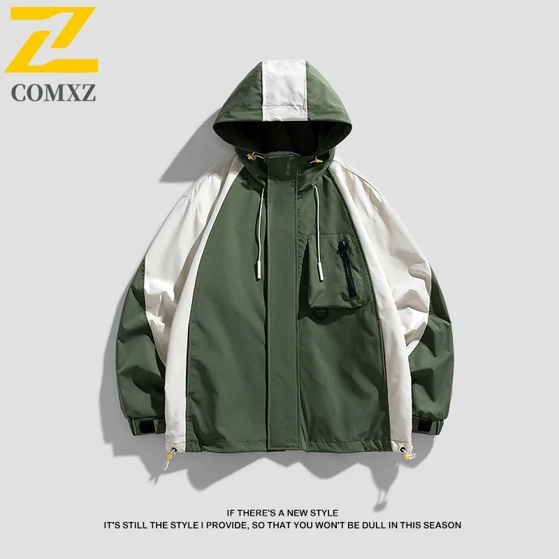 

COMXZ 2025 куртка мужская весна осень тонкий лоскутный альпинистский костюм американская мода водонепроницаемая ткань спортивная куртка пальто