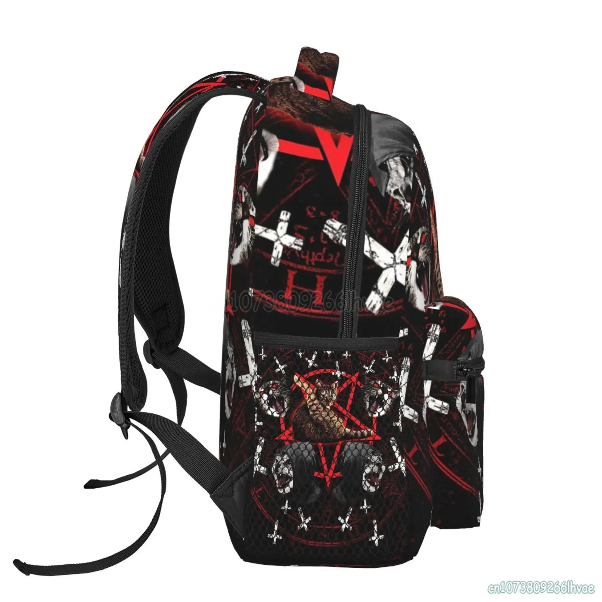 Pentagram Satanic Cats Death Black Metal Backpack Funny School Bookbags Lightweight Laptop Bag Travel Hiking Waterproof Daypack