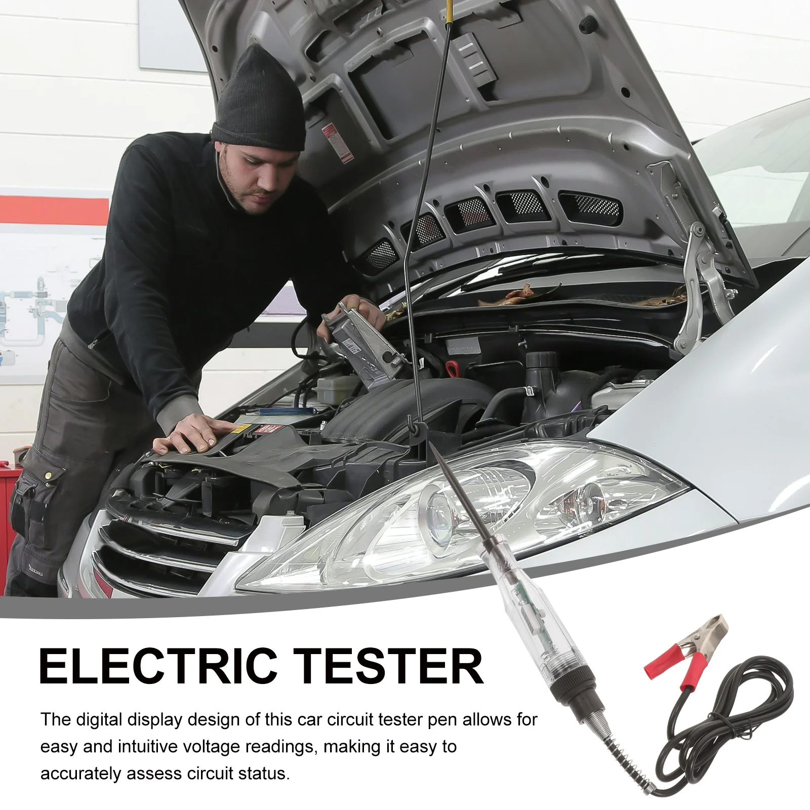 

Digital Display Circuit Tester 5-48V Automotive Electric Tool For Voltage Detection Spring Wire Circuit Tester