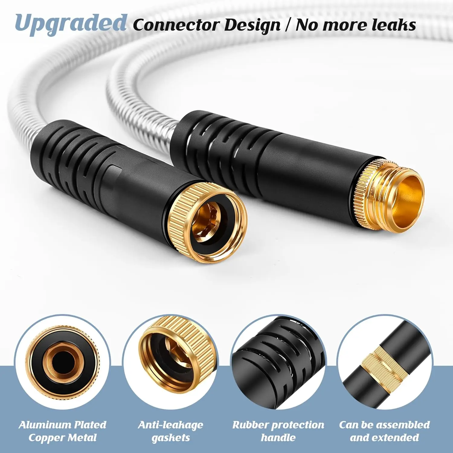 خرطوم حديقة 100 قدم مع فوهة 10 وظائف، مانع للتسرب، خفيف الوزن، مقاوم للثقب للاستخدام الخارجي