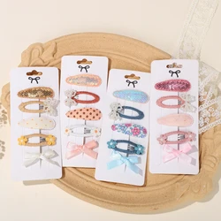 BABY BOWS 5Pcs Sweet Sequin BB Hairclip Embroidered Pearl Handmade Hairgripes for Girls Hair Accessories Ribbon Barrette Set