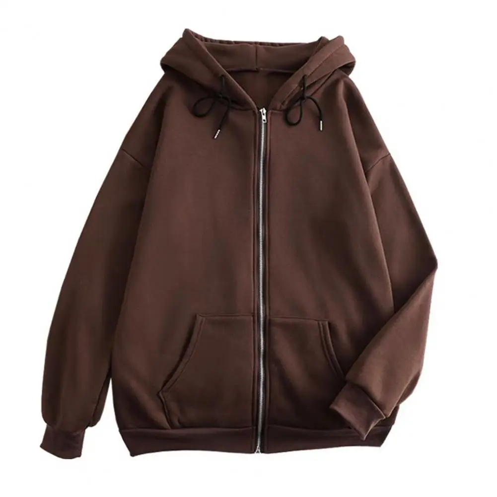 

Oversized Jacket Hooded Drawstring Jacket Coat For Men Women With Zipper Placket Pockets Loose Fit Sweatshirt Outwear Stylish