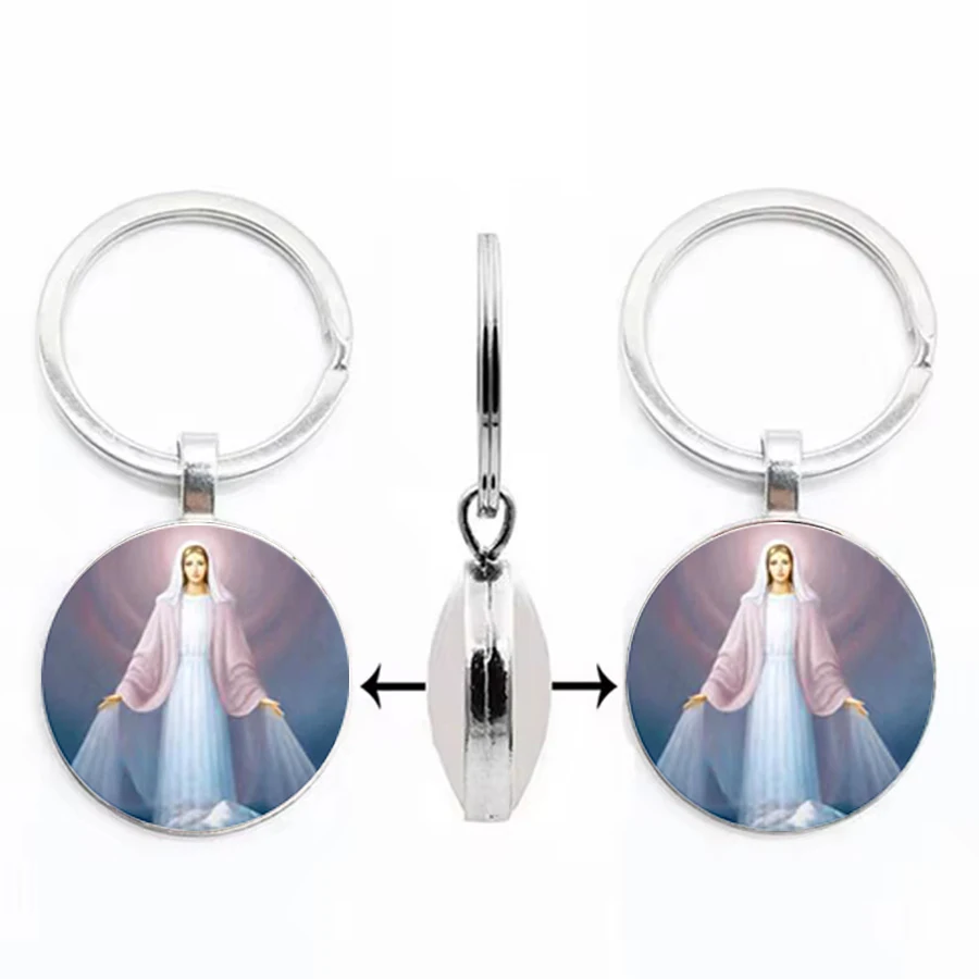 Double sided dome glass keychain gift for the Virgin Mary of Jesus