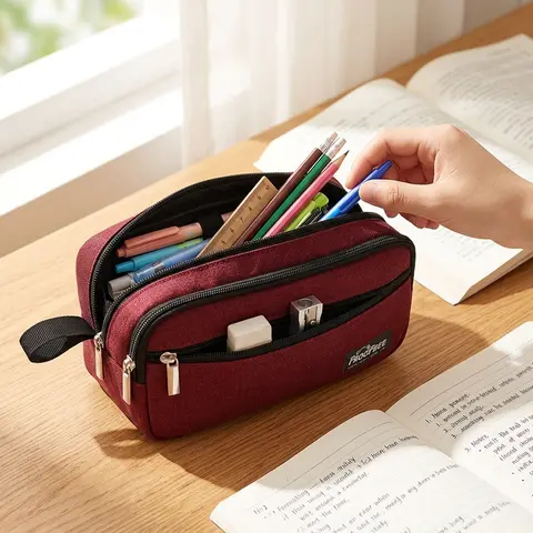 Back to School Pencil Case Large Capacity Organizer Pouch for Students Middle Elementary School Stationery Storage Bag