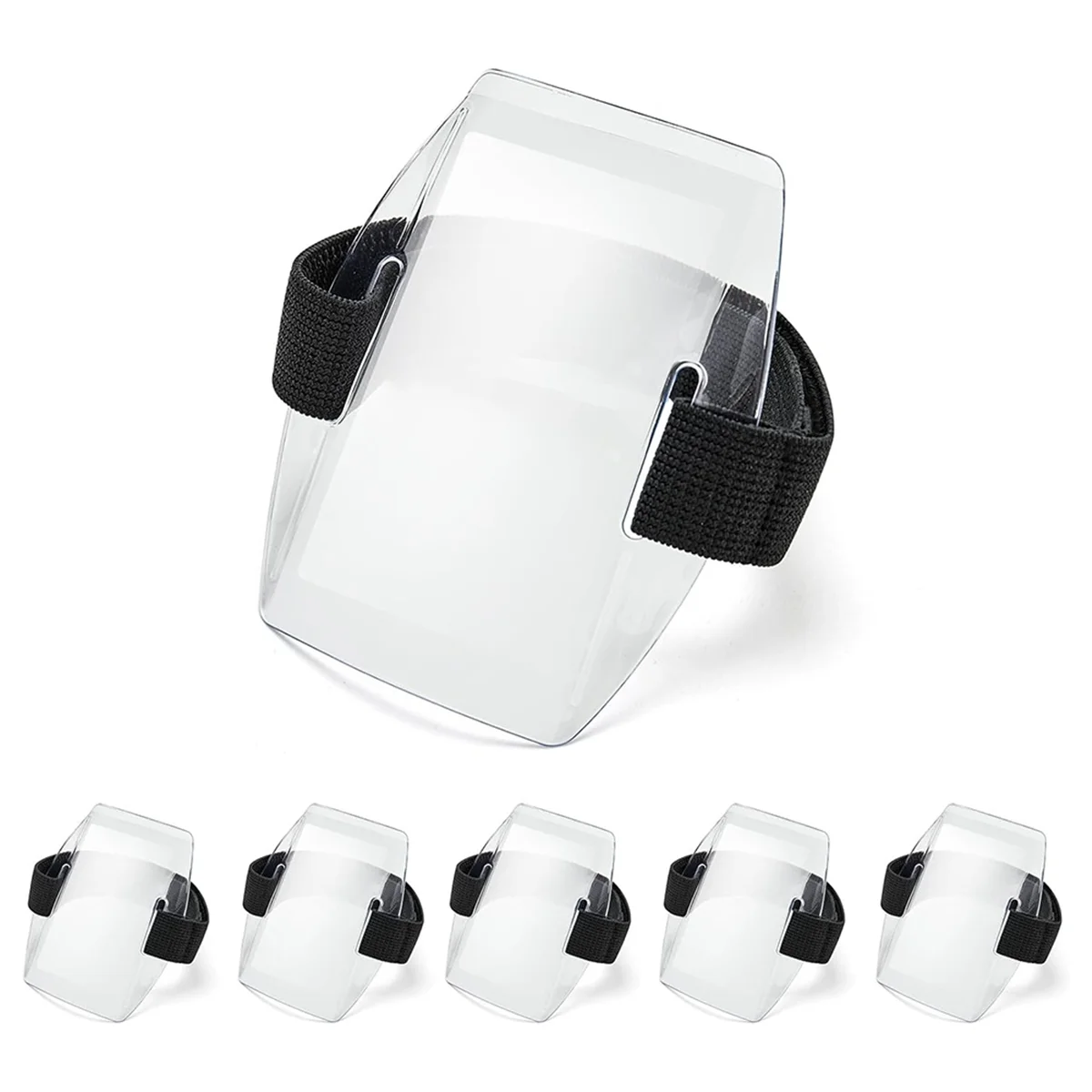 حامل شارة الذراع - 6 قطع من حامل بطاقات الهوية المقاوم للماء مع حزام مطاطي قابل للتعديل