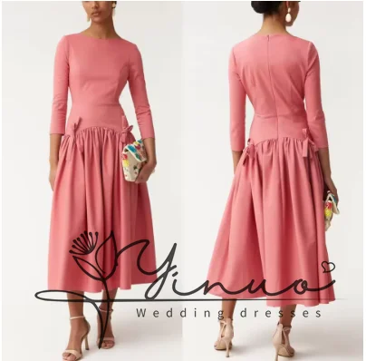 

Вечернее платье с длинными рукавами по индивидуальному заказу, модные платья знаменитостей трапециевидной формы, нежное вечернее платье с бантом на молнии сзади