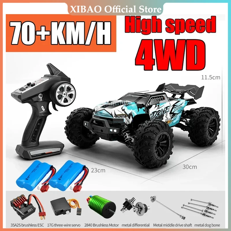 

Rc Car Off Road 4x4 High Speed 70KM/H Remote Control Car with LED Headlight Brushless 4WD 1/16 Monster Truck Toys for Boys Gift