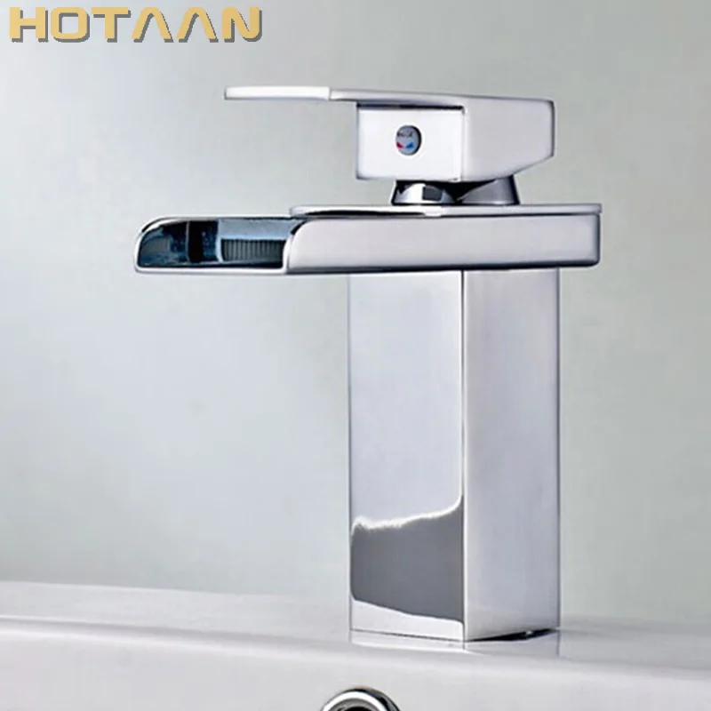 Cold and Hot Bathtub Faucet for Bathroom Washbasin High-grade Brass Single Handle Basin Faucets Bathroom Elegant Waterfall Taps