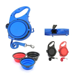 Pet Leash with Collapsible Dog Bowl and Water Bottle Outdoor Walking Supplies Multifunctional Leash Y5GB