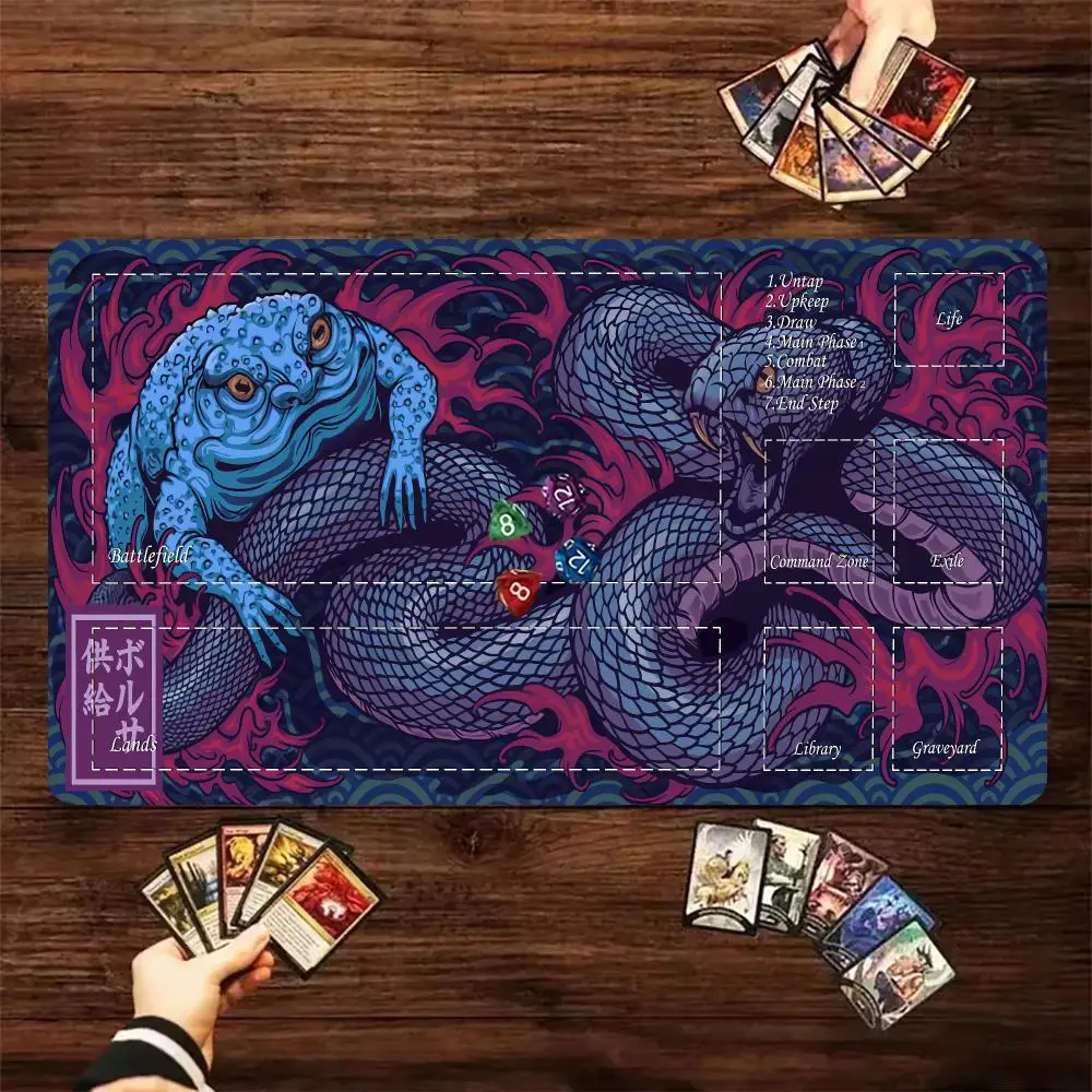 Game Zones Lock Edges TCG Playmat Ukiyo-e Snake Large Desk Mat Non-slip Rubber Gaming Mouse Pad Cards Keyboard TableMat Tapete