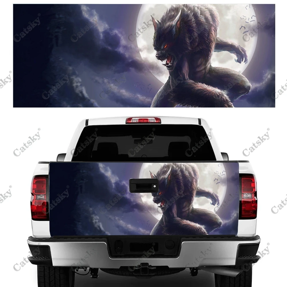 

Halloween Werewolf Car Tail Trunk Protect Vinly Wrap Sticker Decal Auto Hood Decoration Engine Cover for SUV Off-road Pickup