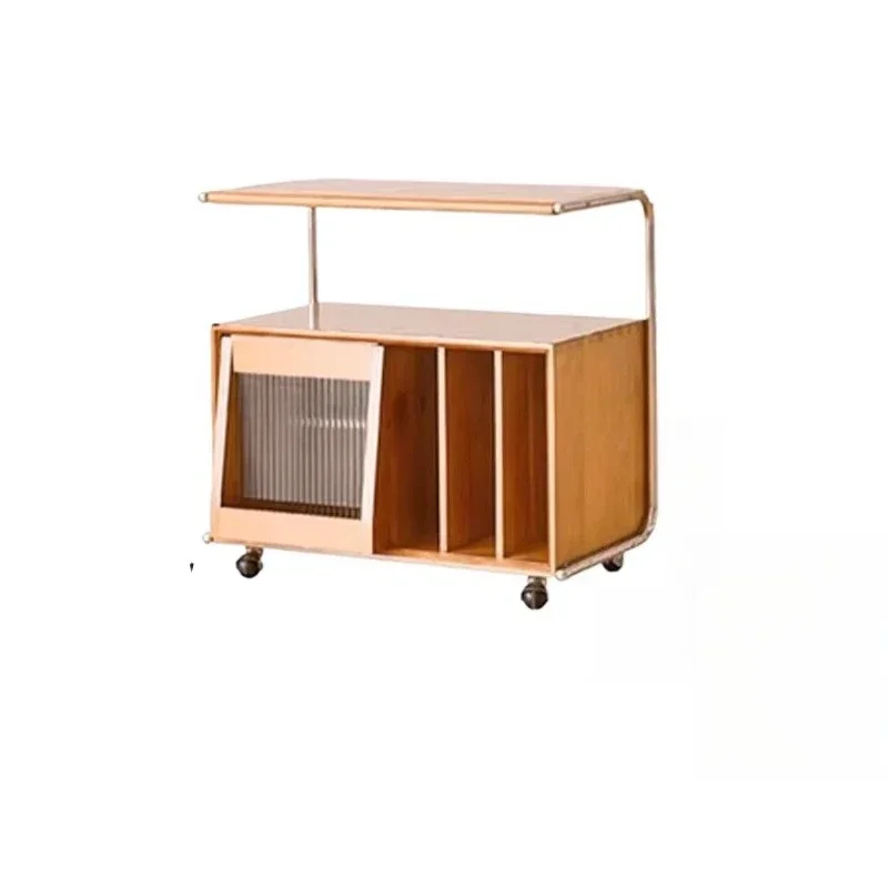 

Simple modern magazine cabinet, solid wood living room sofa side cabinet, mobile storage