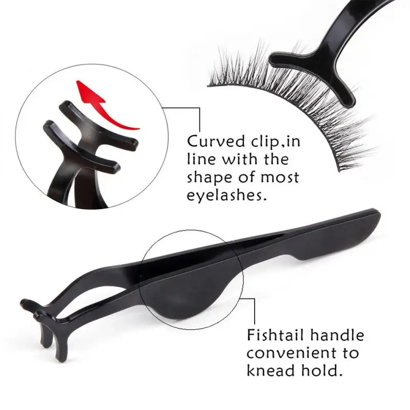 Pinzas para pestañas de acero inoxidable, herramienta de fácil agarre para aplicación y eliminación sin esfuerzo, color negro/rosa, 1 ud.