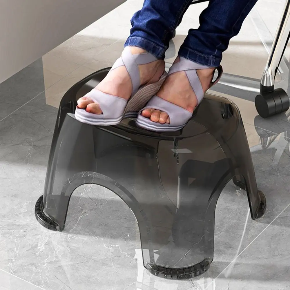 Non-slip Clear Shower Foot Stool Waterproof Transparent Small Low Stool Square Load-bearing Shoe