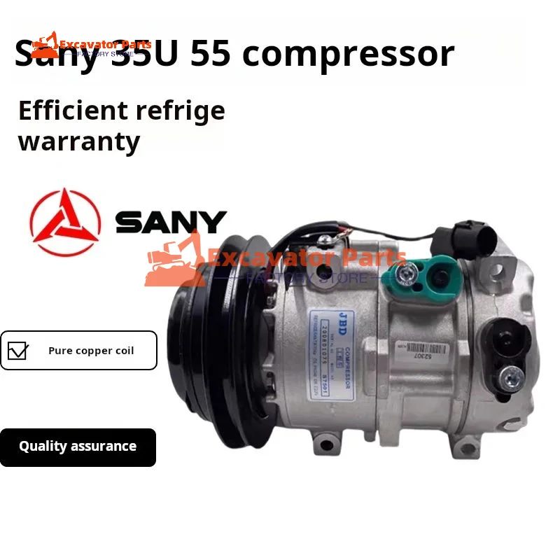 For Sany sy SY35U 55UAir conditioning compressor Trinity SY35U 55UCold air pump air-condition pump Excavator Parts