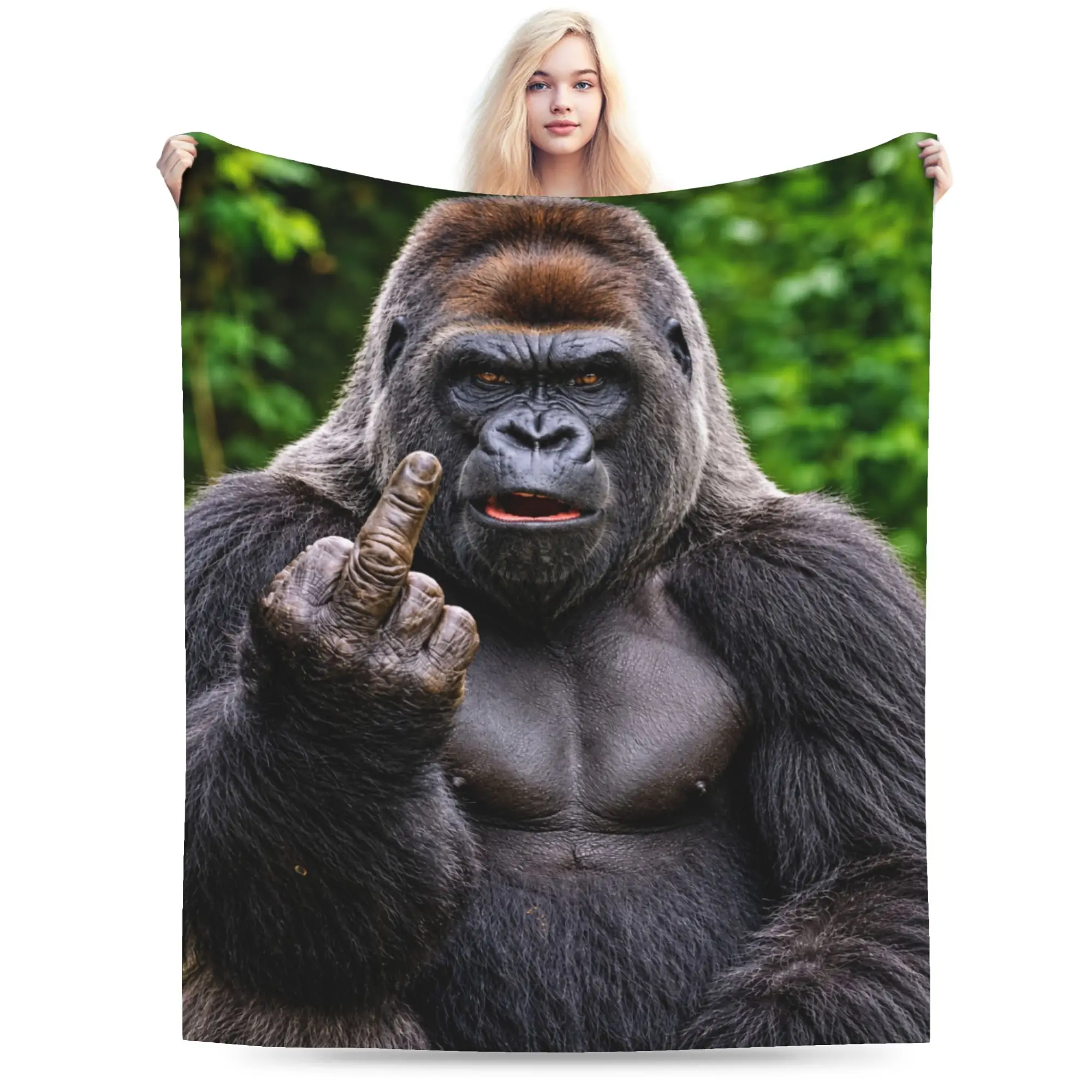 Gorilla Show Middle Finger Blanket Quality Soft  Throw Blanket Winter Travel Office Outdoor Fashion Bedspread