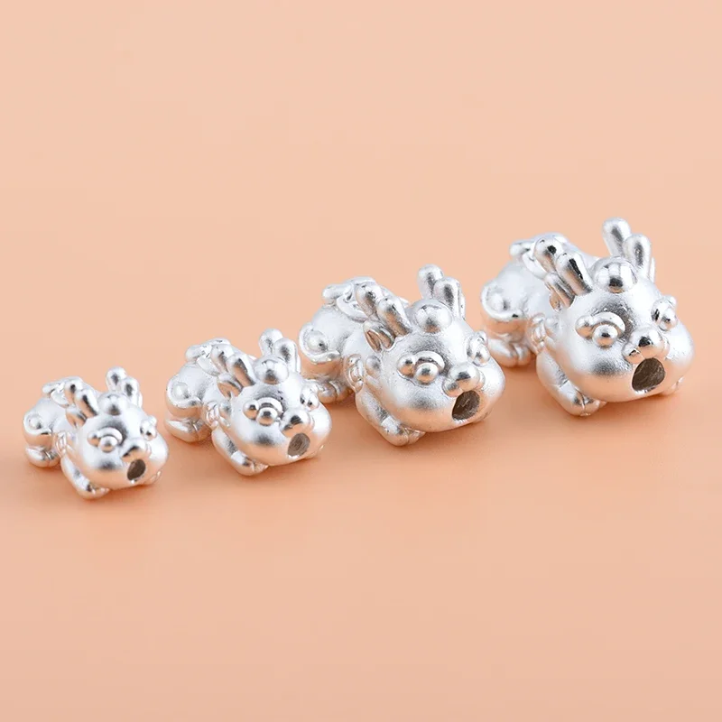 S999 full silver 3D hard silver accessories, cute baby pixiu beads, handmade DIY string beads material woven accessories