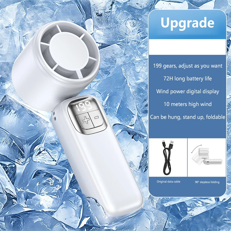 Lenovo 199 Hochgeschwindigkeits-Turbo-Jet-Ice-Kühler-Ventilator, USB-aufladbarer Handventilator mit bürstenlosem Motor für Outdoor, Büro und Reisen