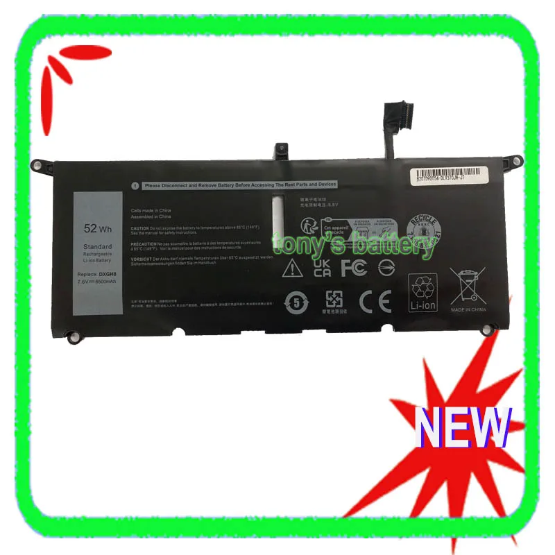 Nueva batería DXGH8 para Dell XPS 13 9370 9380 Inspiron 13 5390 5391 7391 7490 Latitude 3301 H754V HK6N5 V48RM P82G001
