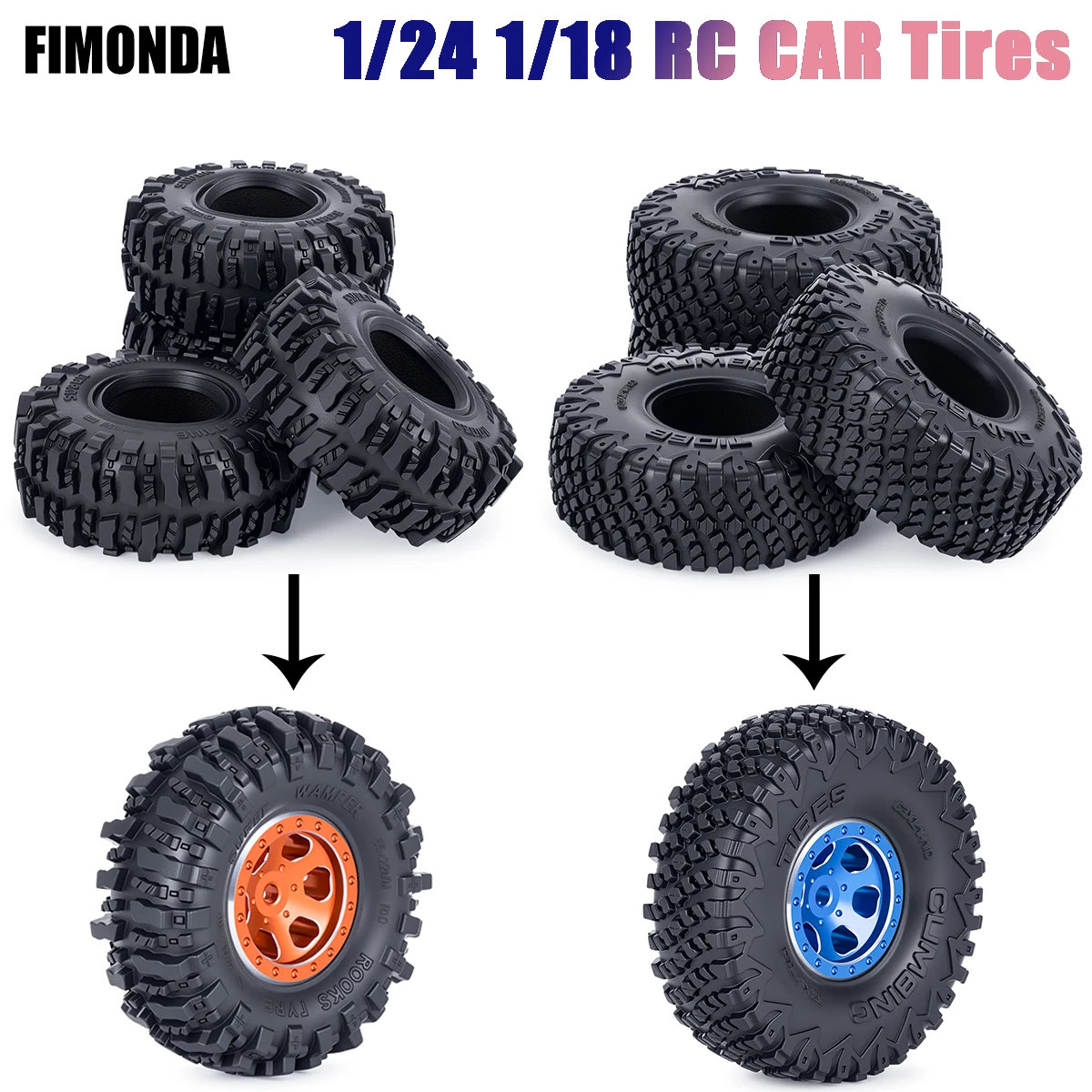 

1,0-дюймовые липкие мягкие гусеничные шины с дистанционным управлением для обновления высокого зазора в масштабе 1/24 1/18, подходят для осевого SCX24 FMS FCX24 FCX18 Traxxas TRX4M