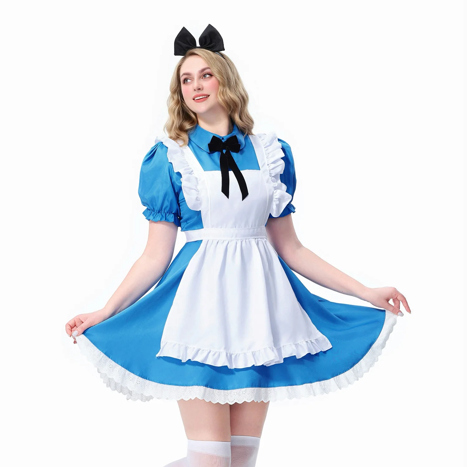 Disfraz de Halloween de Alicia en el País de las Maravillas Azul para Mujeres Adultas, Vestido de Lolita para Fiesta Infantil, Disfraz de Cosplay para Carnaval