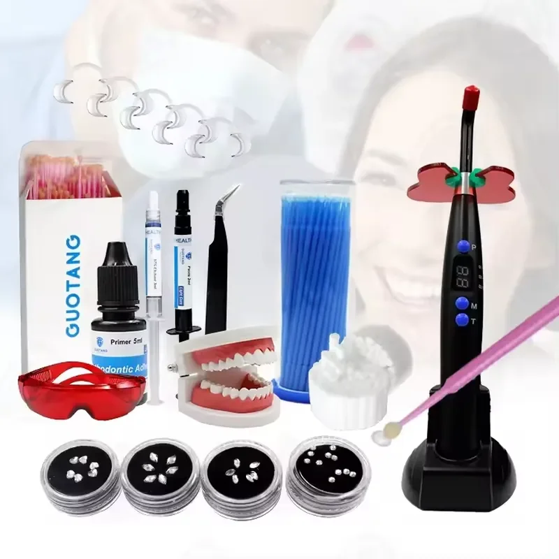 【CHIMU HOME】 Professional DIY Makeup Tooth Gem Kit Includes Curing Light and Glue for Teeth Whitening Accessories