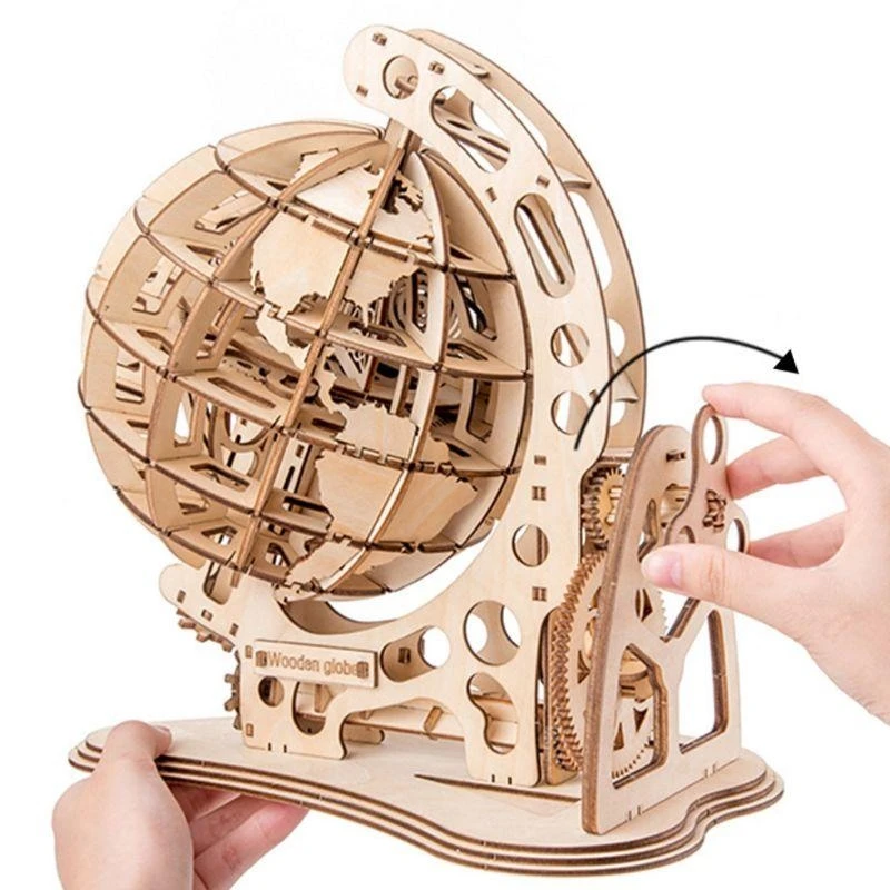 3D Wooden Puzzle DIY Mechanical Drive Model Transmission Gear Rotate Assembling Home Decoration 15UB