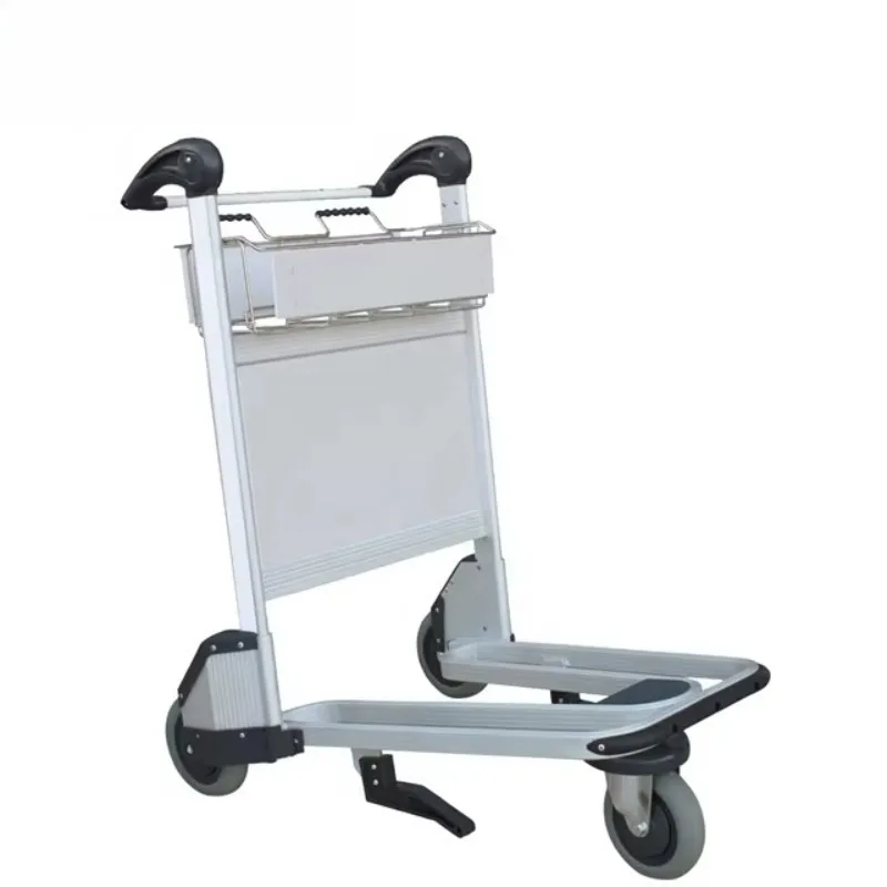 Hand Brake Trolley Cart Four Wheel Mesh Structure Airport Luggage Pushing Baggage Arrangement Public Area Freight Transport Jobs