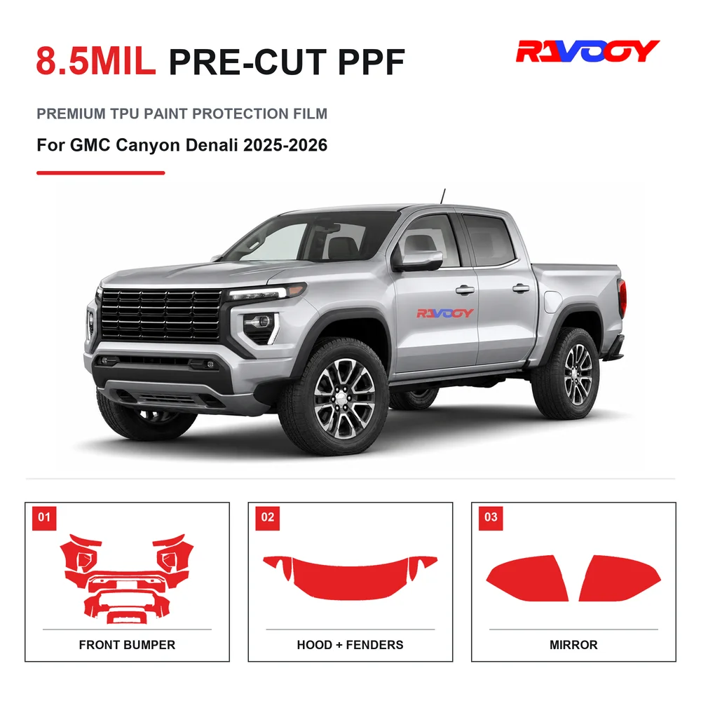 Precut PPF For GMC Canyon Denali 2025-2026 8.5mil TPU Clear Paint Protection Film Self Healing Hydrophobic UV Stone Chip Guard