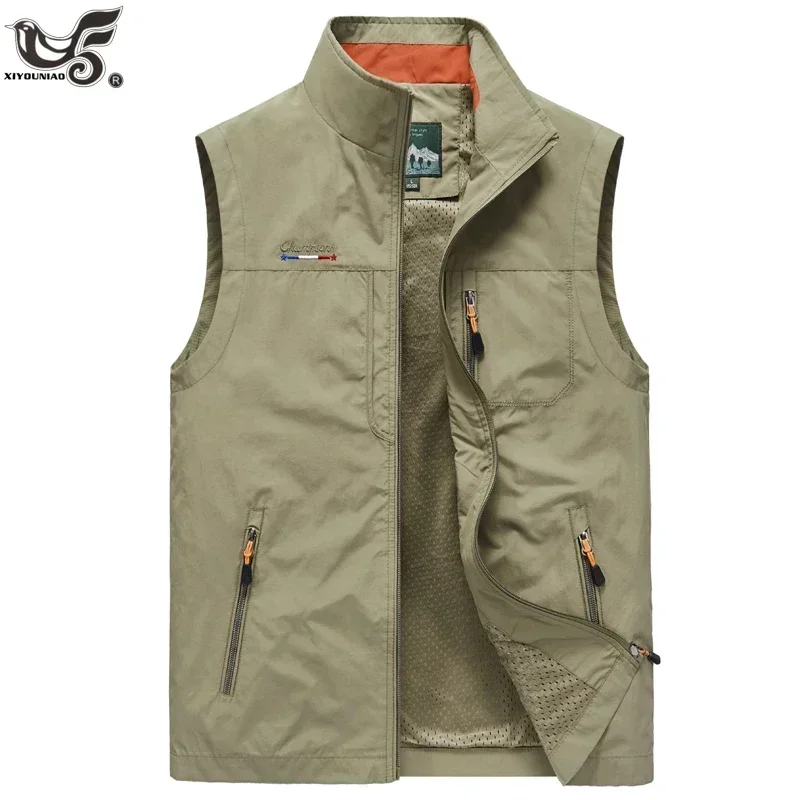 Outdoor Waistcoat Summer Vest Men New Multi-Pocket Mesh Photography Fishing Camping Vests Cargo Sleeveless Jacket Men Clothing