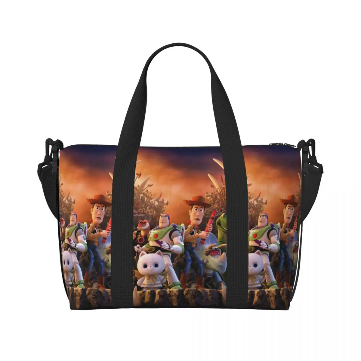 

Custom Toy Story Grocery Tote Shopping Bags Women Large Capacity Anime Gym Beach Travel Bags