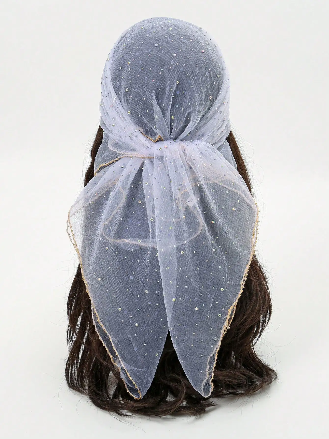 

1pc Rhinestone Bandana Scarf, Stylish Headscarf, Shiny Headwrap For Dress
