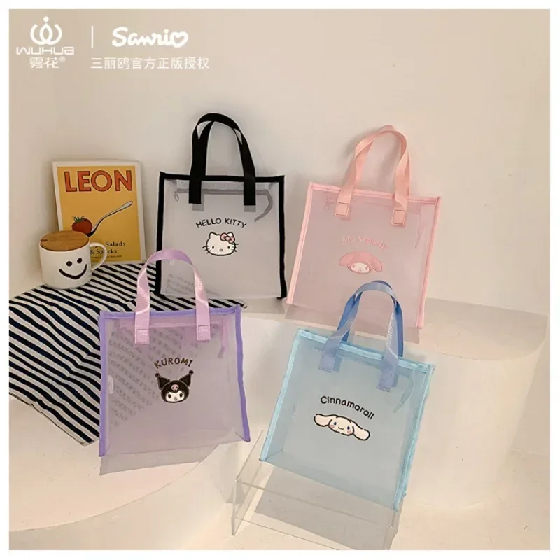 Hello Kitty Cosmetic Bag Melody Purses and Handbags for Women Sanrio Hand Wash Pouches Kuromi Tote Case Kawaii Mummy Boxes