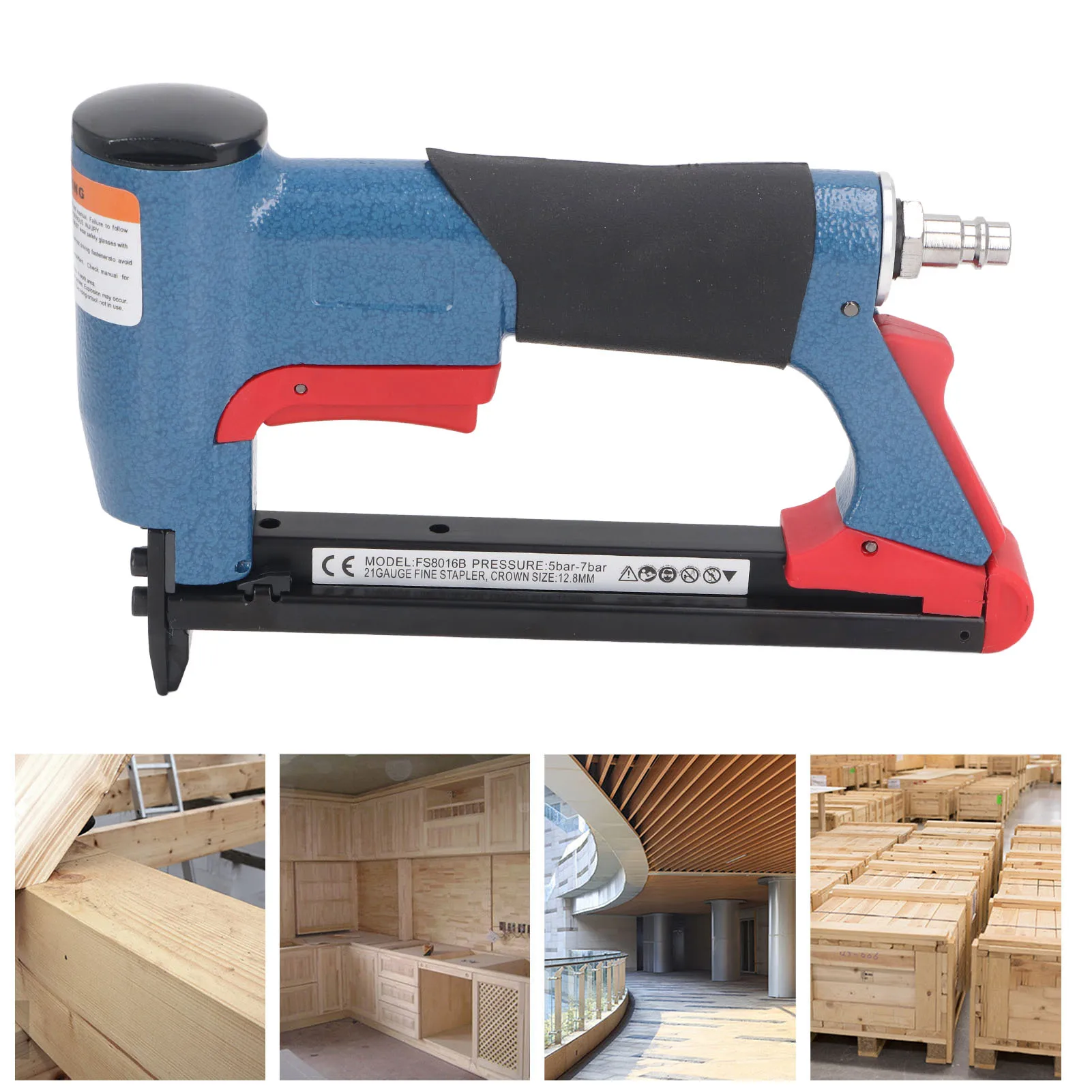 Air Staple Gun Pneumatic Stapler Quick Release 2 Inch Extended Nail Mouth Smoothly  for Woodworking Construction Site