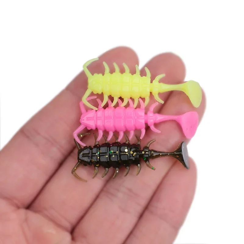 OUTKIT 10Pcs/lot Wobblers Rockfishing beetle Lures Rubber Baits 3.5cm 1.1g Fishing Soft Worm Artificial Baits Bass Silicone Fish
