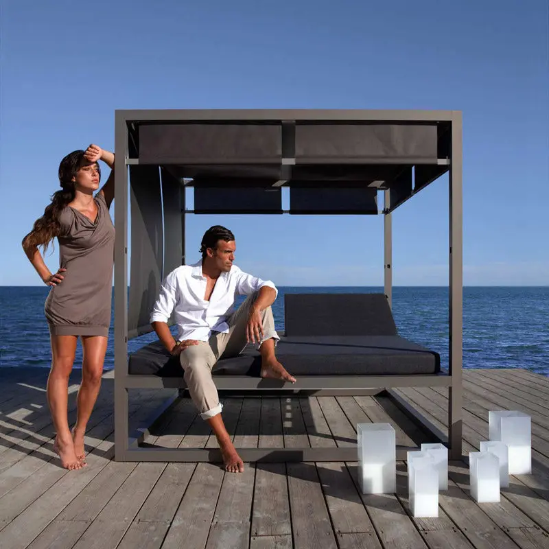 Outdoor Lounger, Pool Resort Shelf Shade Double Outdoor Lounger