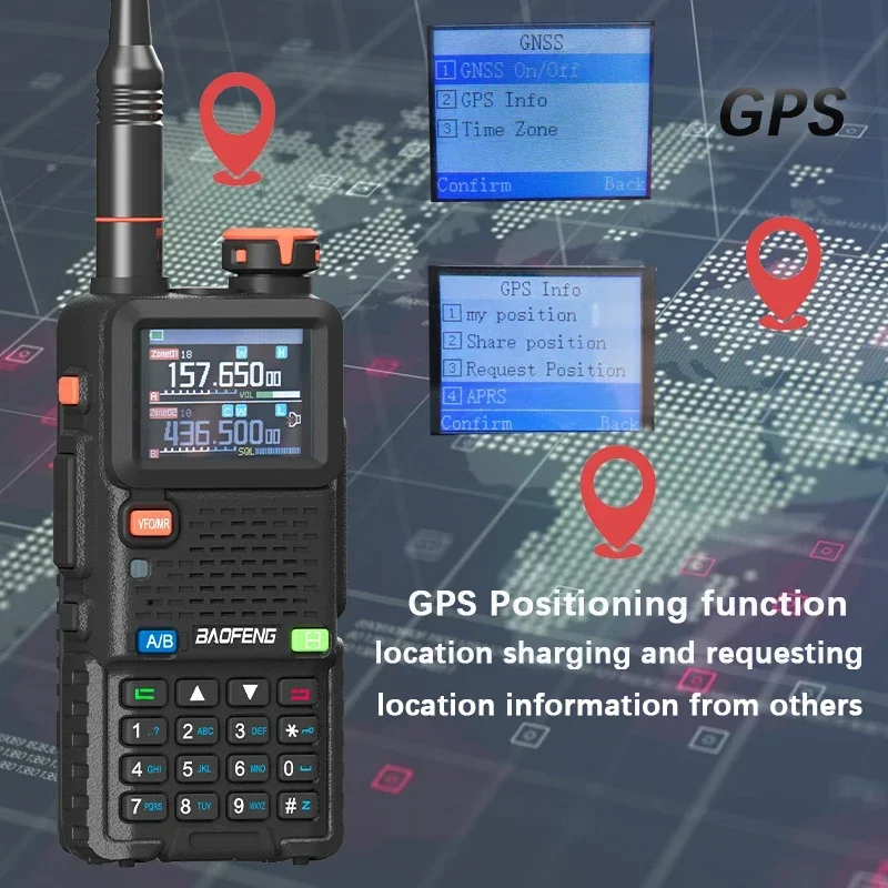 Baofeng UV-5RH Pro GPS Walkie Talkie Six-Band Falling Alarm AM/FM 640CH NOAA Fast Copy Update UV-5RM Tow Way Ham Radio