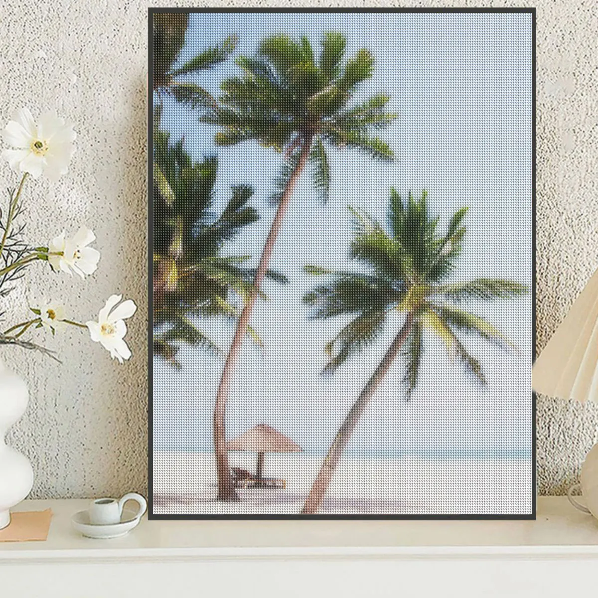 RUOPOTY 5D DIY Diamond Painting Beach Mosaic FullRound/Square Coconut Tree Embroidery Craft Kit Picture Of Rhinestone Home Decor