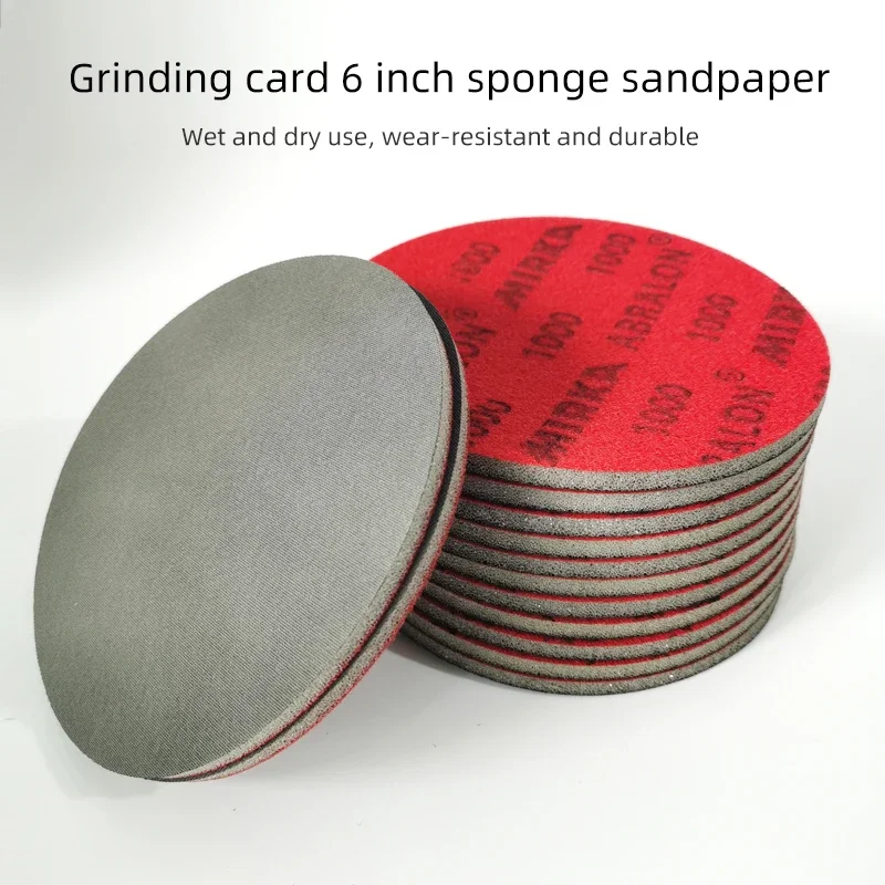 Finland Mirka 6 Inch 150mm Sponge Sandpaper Round Self-adhesive Flocking Car Paint Polishing Beauty Sandpaper