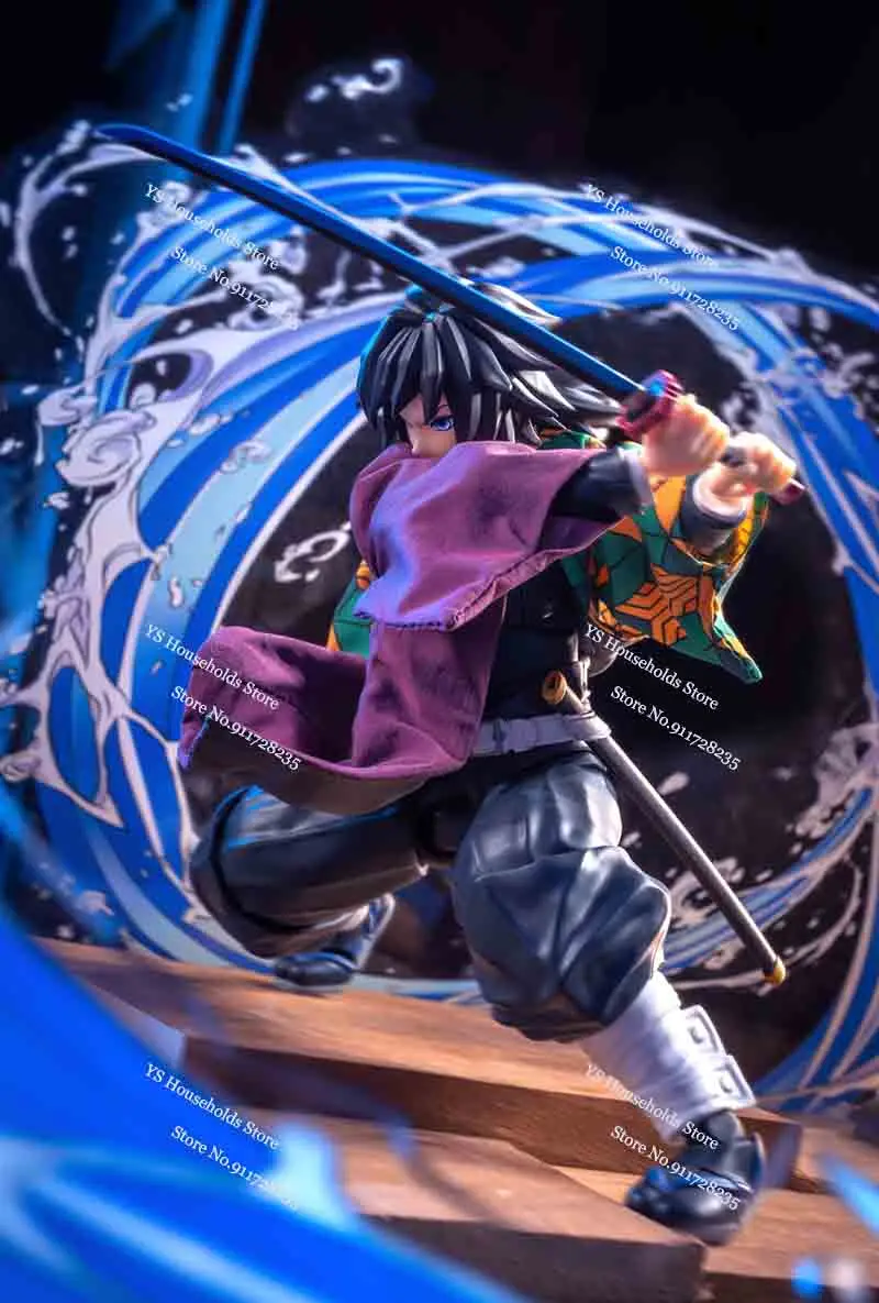 1/12 Kamado Tanjirou 불꽃 격자 무늬 윈드 브레이커 Tomioka Giyuu 스파우트 Shf Anime Demon Slayer Soldier 용 색상 장난감 액세서리