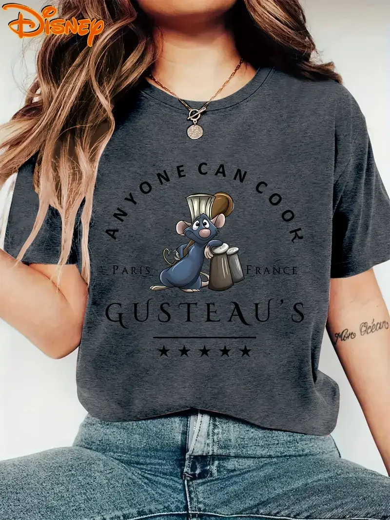 

Disney Chef Rat Chef Gusto T Shirt Vintage Women's Men Cotton Tee Unisex Short Sleeve Oversized Casual Couple Streetwear tops