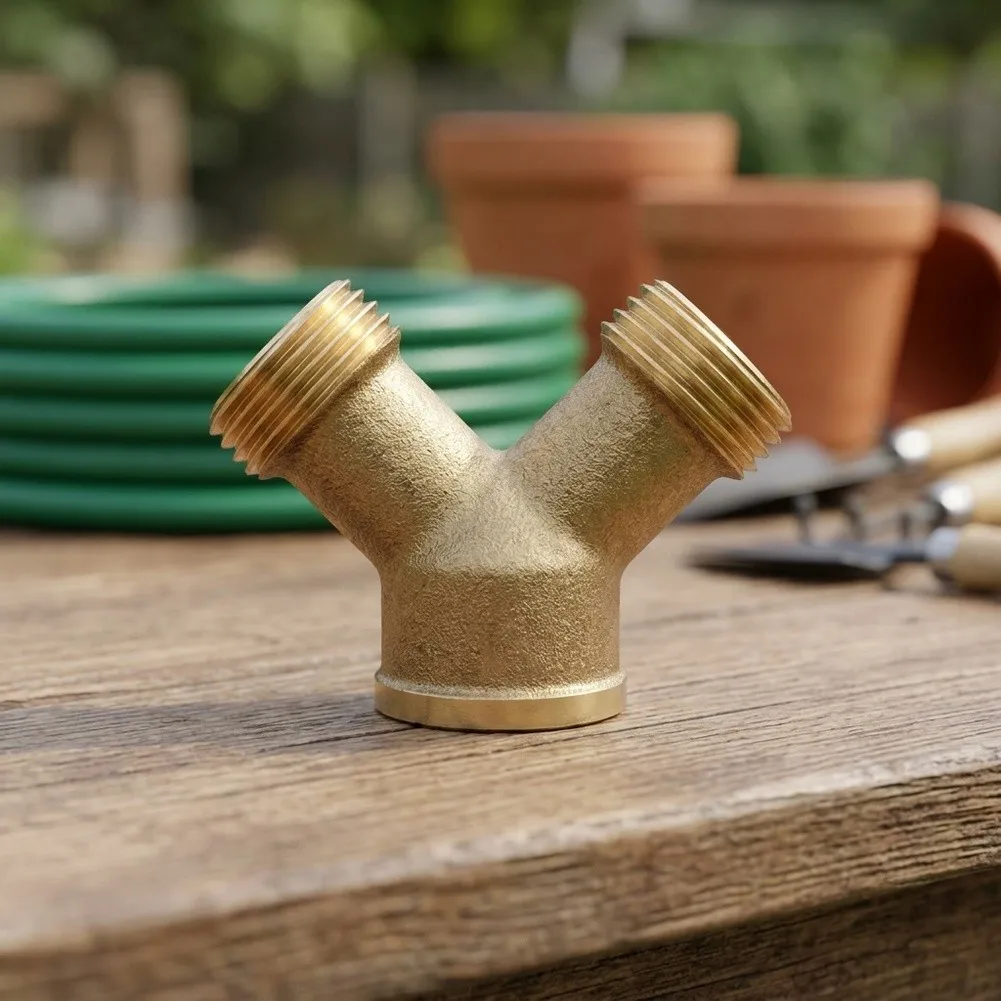 Brass 3-Way Connector for 14mm Garden Hoses Featuring Solid Construction for Consistent Performance in Outdoor Conditions
