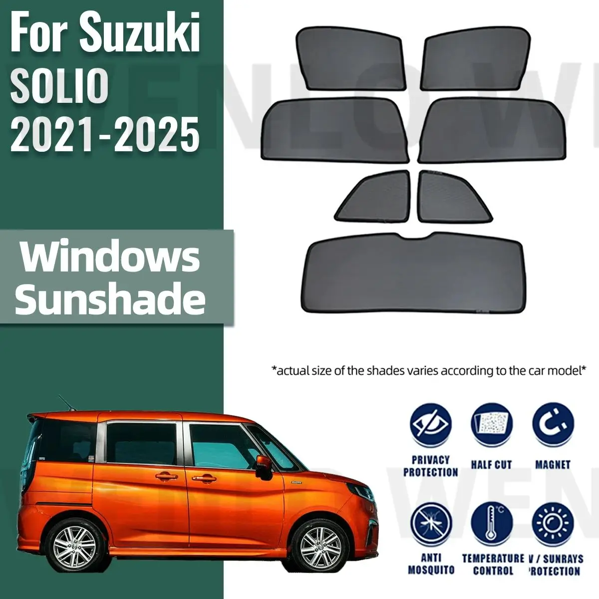

For Suzuki SOLIO MA37S 2021-2025 Magnetic Car Sunshade Visor Front Windshield Frame Curtain Rear Side Window Sun Shade Shield