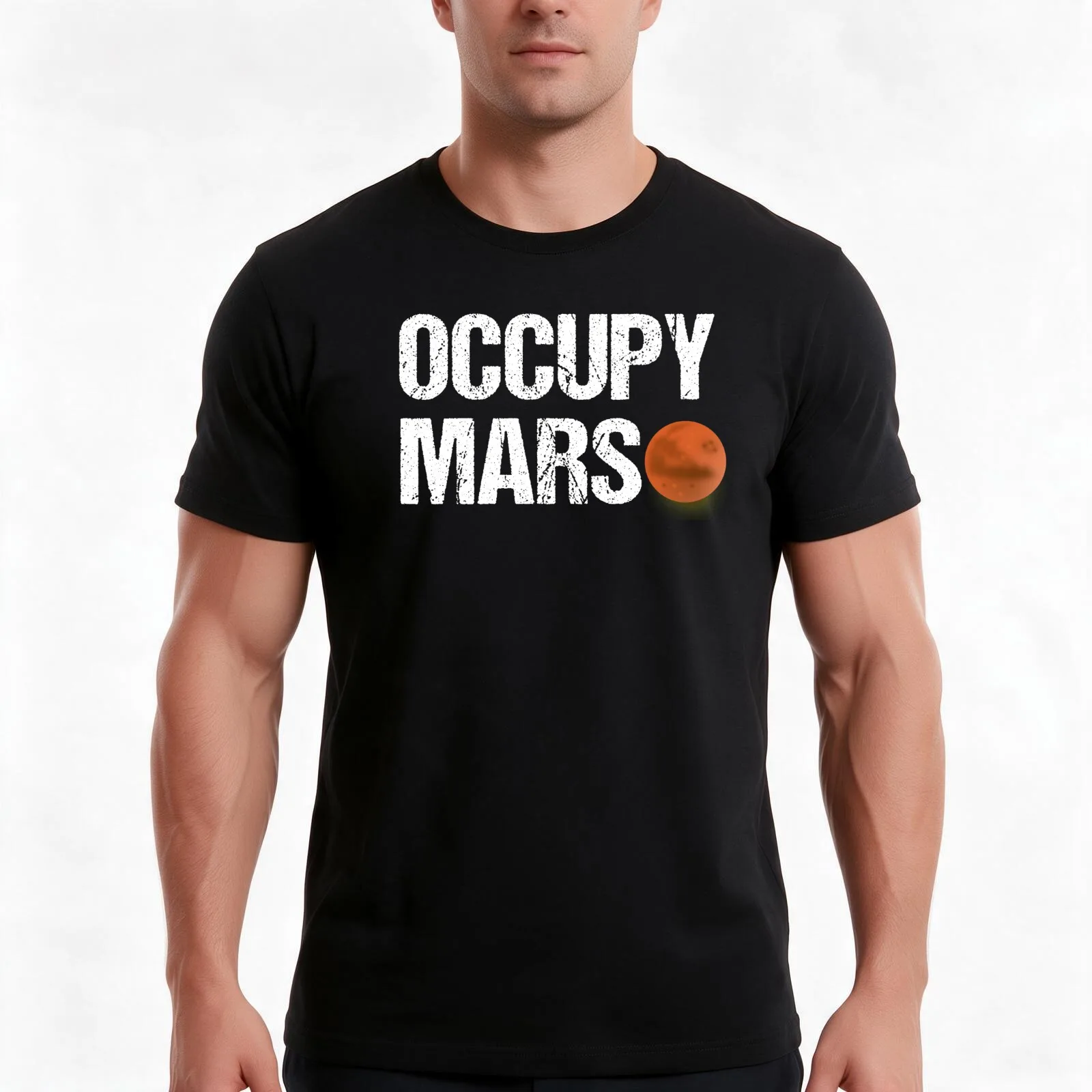Occupy Mars Tshirt T-Shirt Summer Casual Cotton Tee Oversized Streetwear Tops Vintage Graphic Print Loose Fit Short Sleeve