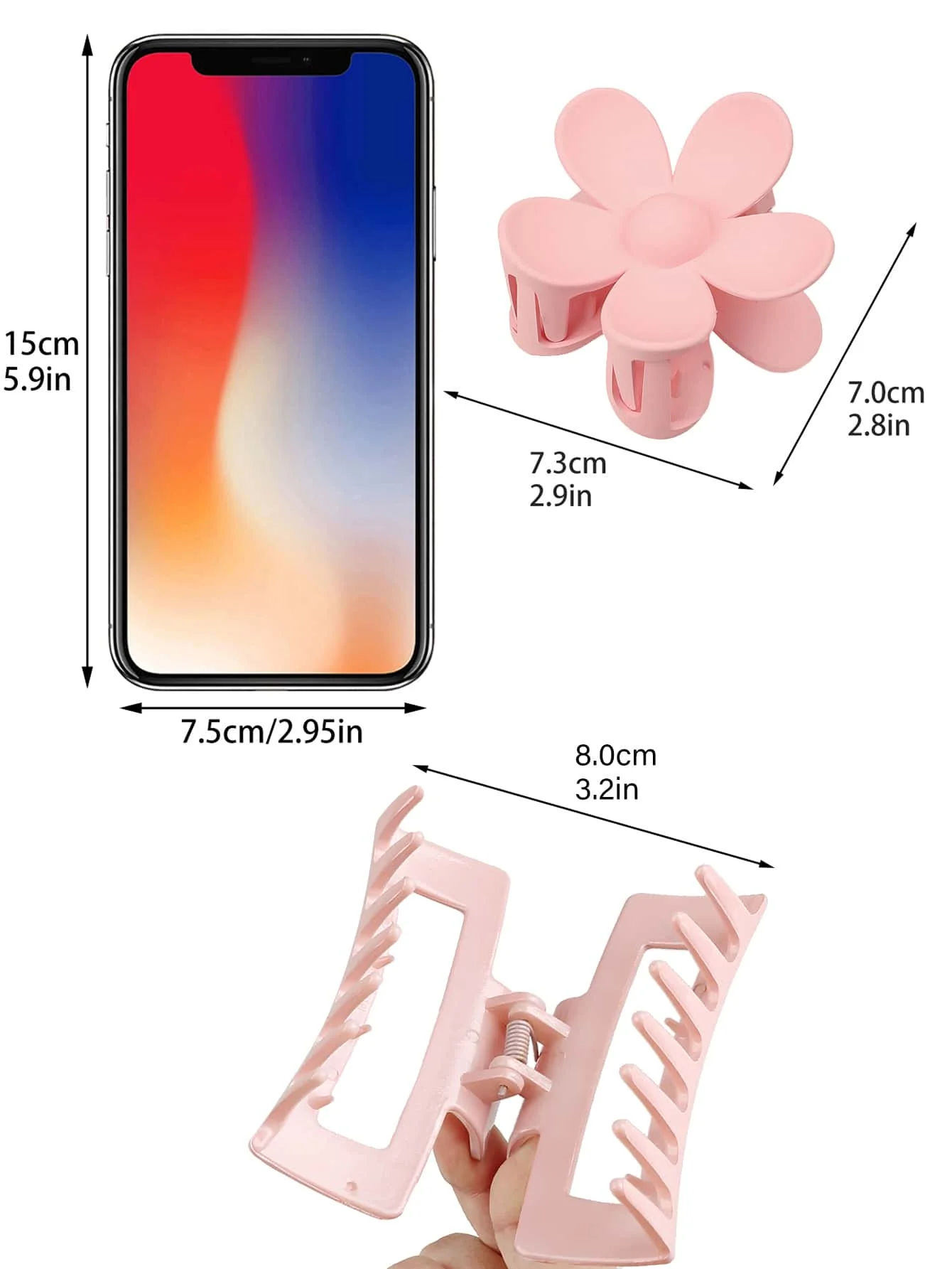 4 Stück klassische schwarze Haarklammern in verschiedenen Stilen, Blumenquadrat, große Haarnadeln, rutschfeste Haar-Accessoires für Frauen, dickes Haar – Detail 4