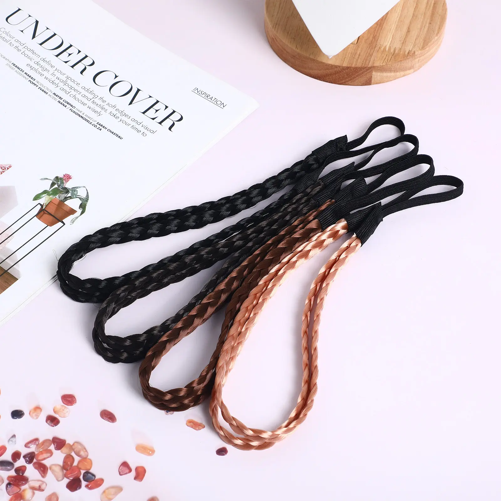 

12Pcs Women Elastic Hair Bands Braided Headband Double Weaving Knot Hairband Anti Slip for Exercise Facial Care