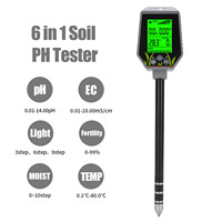 6 in 1 Soil PH Tester Air Humidity Temperature Illuminance Measurement LCD Backlit Display Digital Soil Meter for Garden Plants